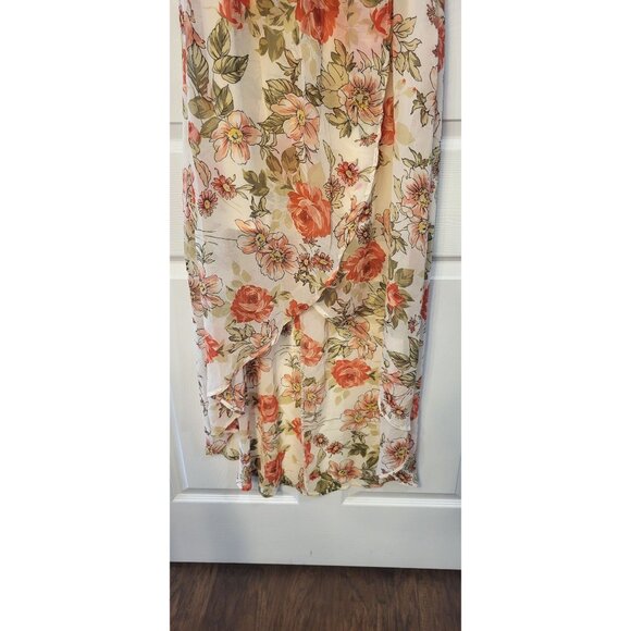 As U Wish Floral Hi-lo Faux Wrap Hem Adjustable Off Shoulder Dress Large - Picture 6 of 10